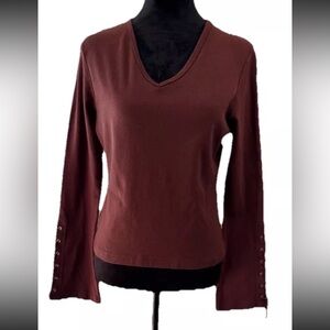 🆕Betty blue NWT ladies 90s XL chocolate brown cotton knit pullover top‎ hippie